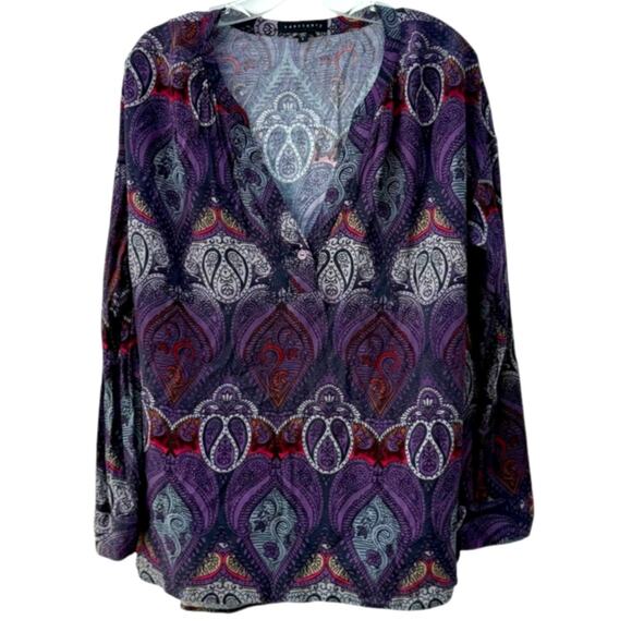 Anthropologie Sanctuary Paisley Print Tunic Top Long Sleeve Shirt Sz Large NWOT - Picture 1 of 10